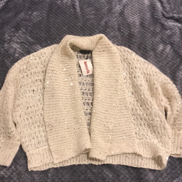 NWT: Express Sz S white with sequin shrug - Picture 1 of 4